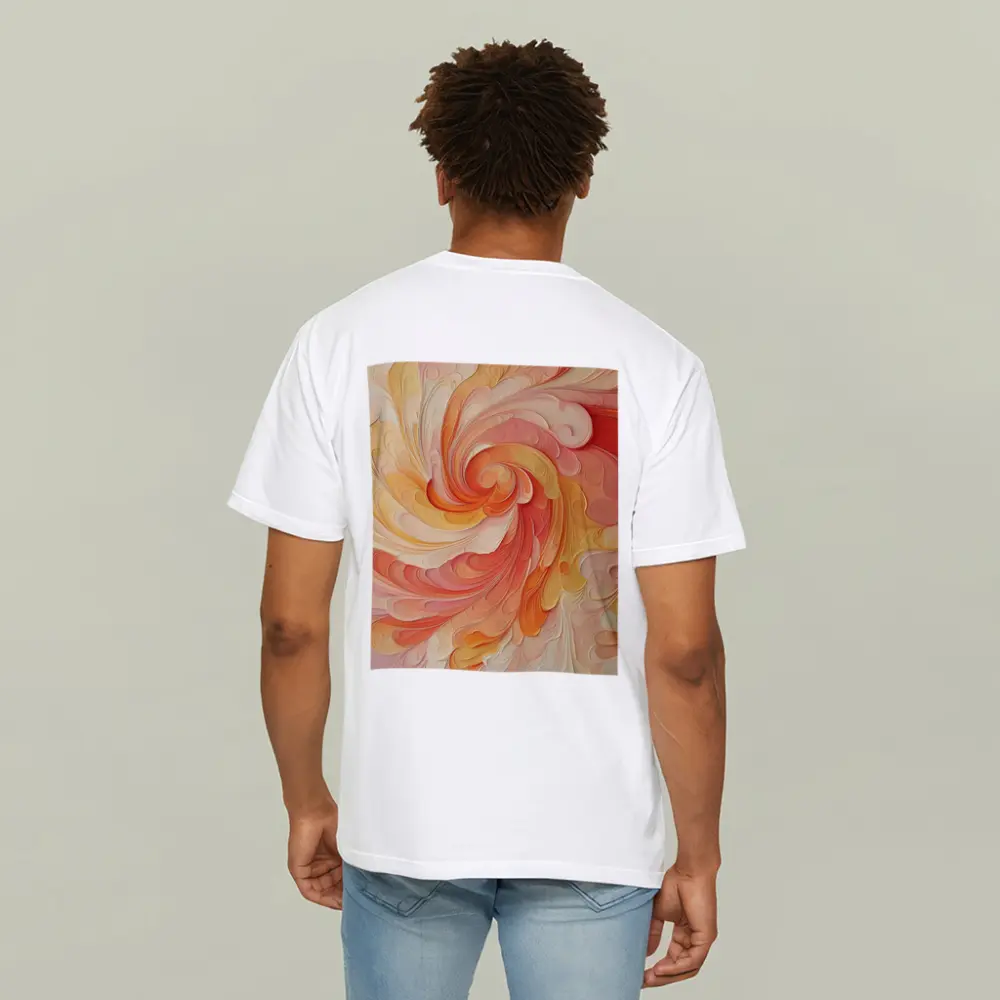 Swirling Coral Orange Abstract Spiral Art – T-Shirts