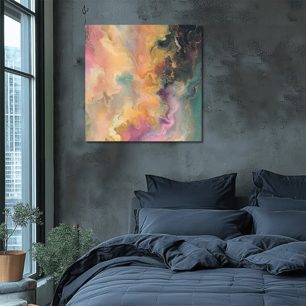 Pastel Marble Abstract Art Gold Swirls – Wall Art
