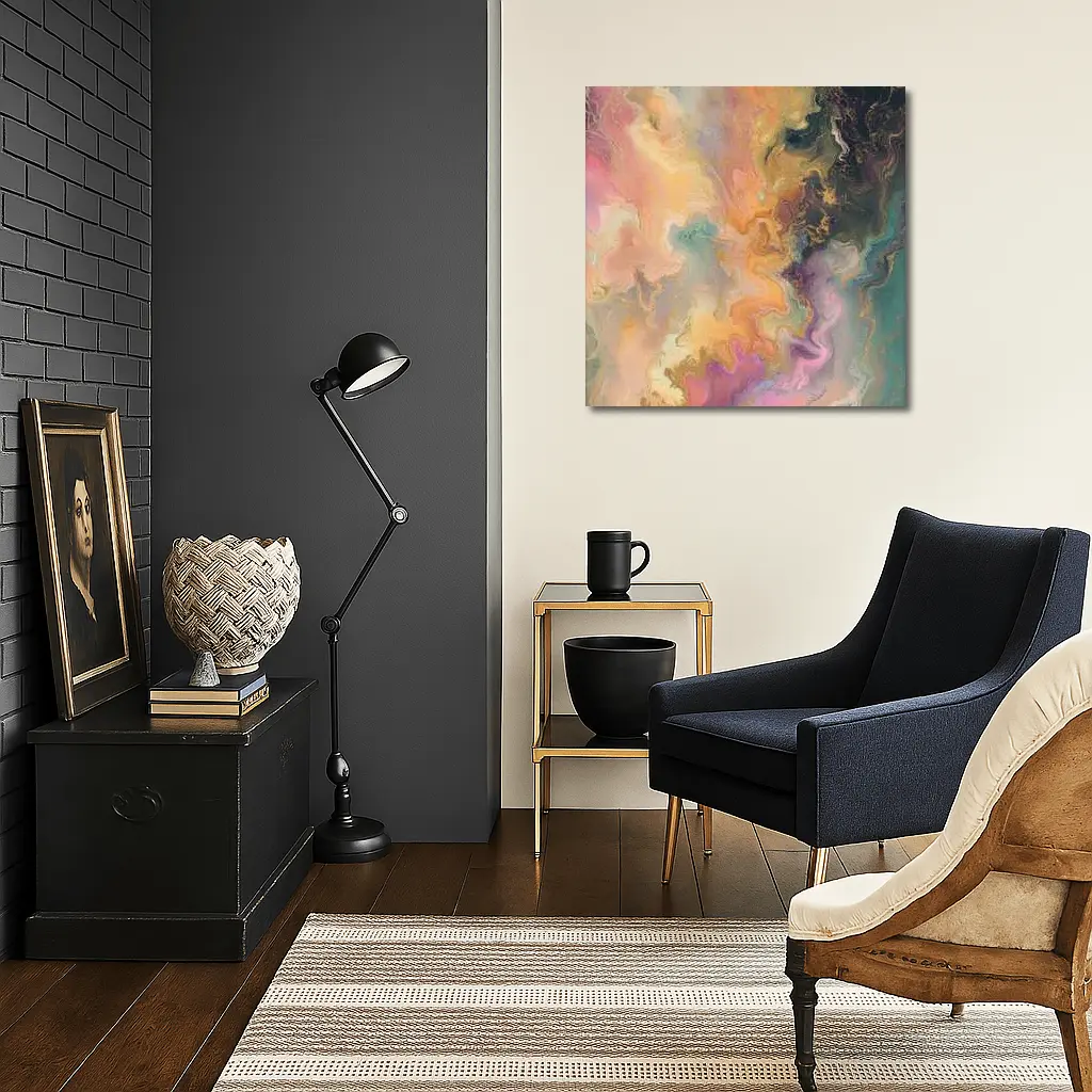 Pastel Marble Abstract Art Gold Swirls – Wall Art