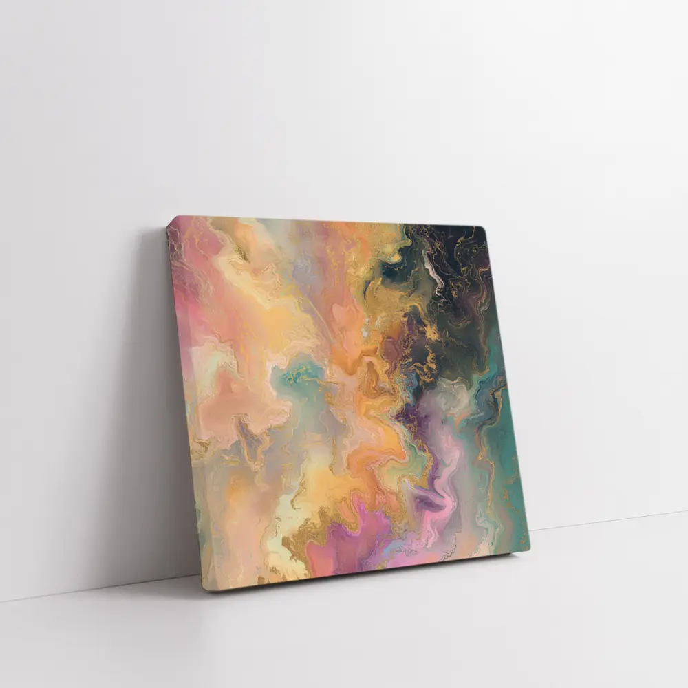 Pastel Marble Abstract Art Gold Swirls – Wall Art