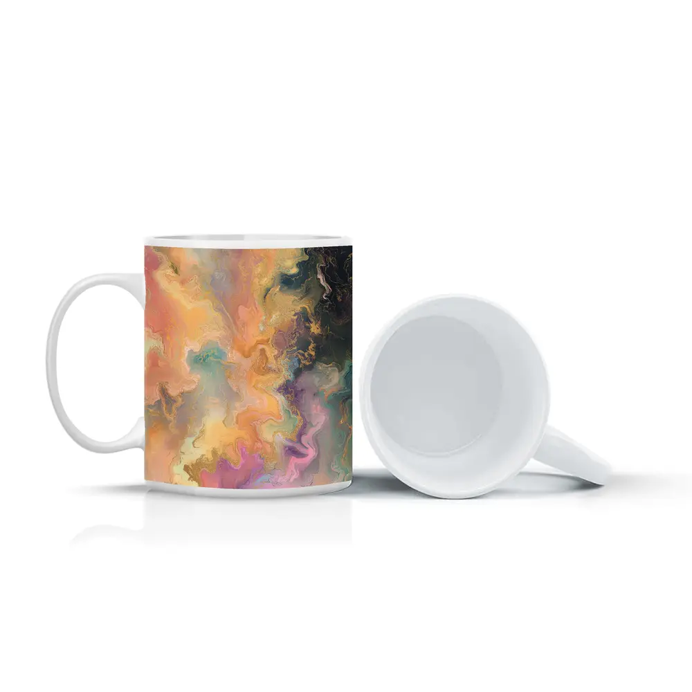 Pastel Marble Abstract Art Gold Swirls – Mugs