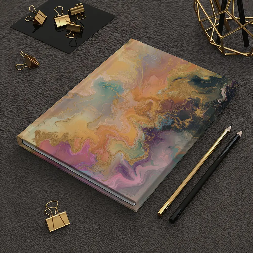 Pastel Marble Abstract Art Gold Swirls – Notebooks