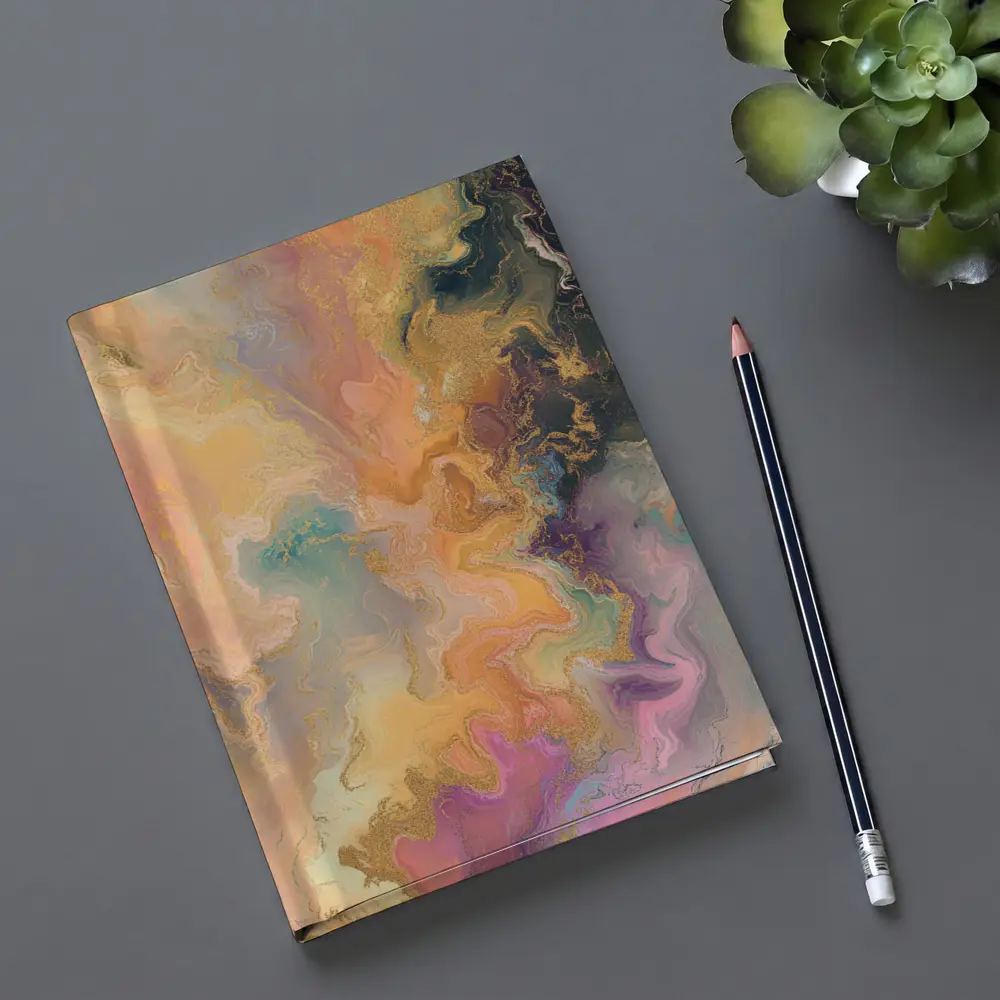Pastel Marble Abstract Art Gold Swirls – Notebooks