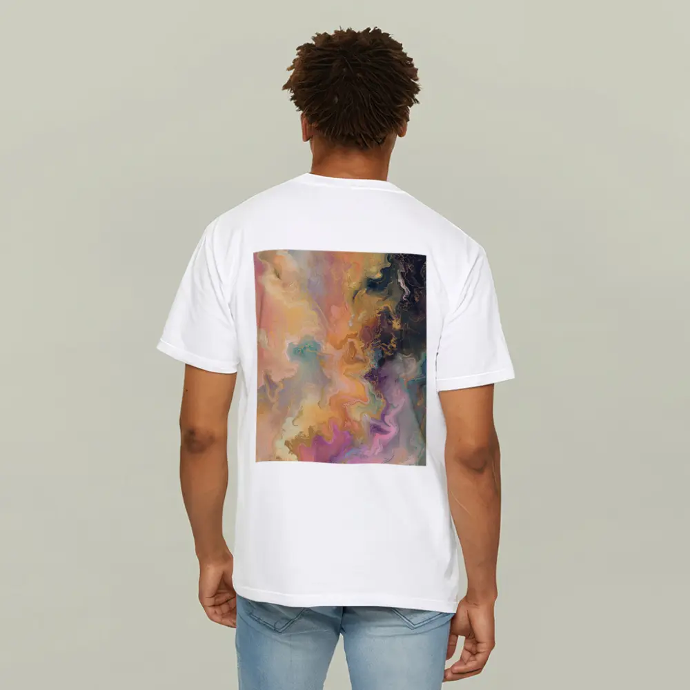 Pastel Marble Abstract Art Gold Swirls – T-Shirts