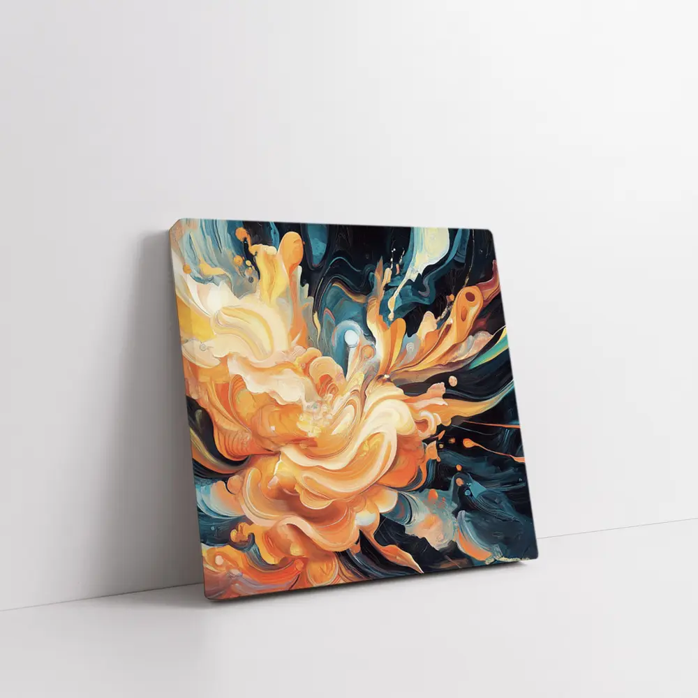 Orange Abstract Floral Explosion Dark Background – Wall Art