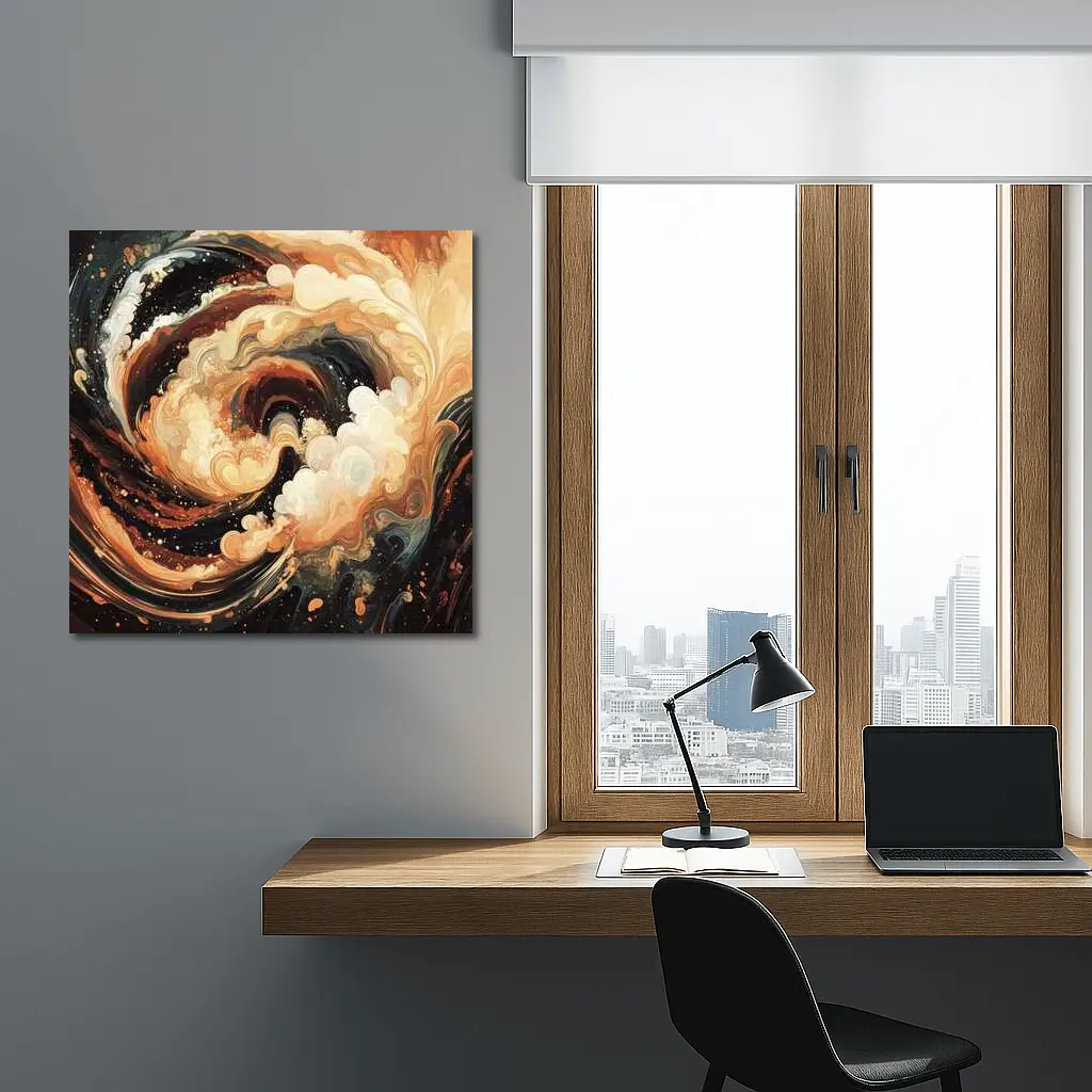 Swirling Abstract Brown Beige Dark Fluid Art – Wall Art