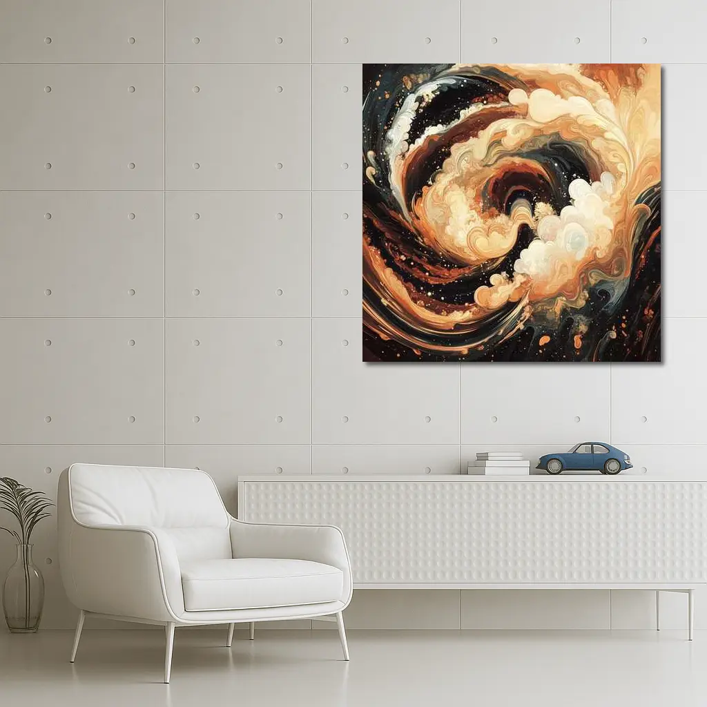 Swirling Abstract Brown Beige Dark Fluid Art – Wall Art