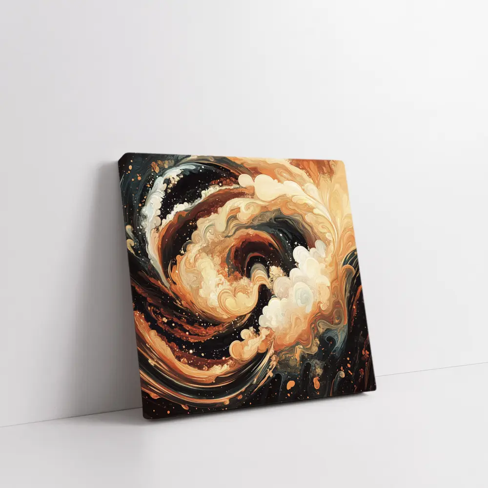 Swirling Abstract Brown Beige Dark Fluid Art – Wall Art