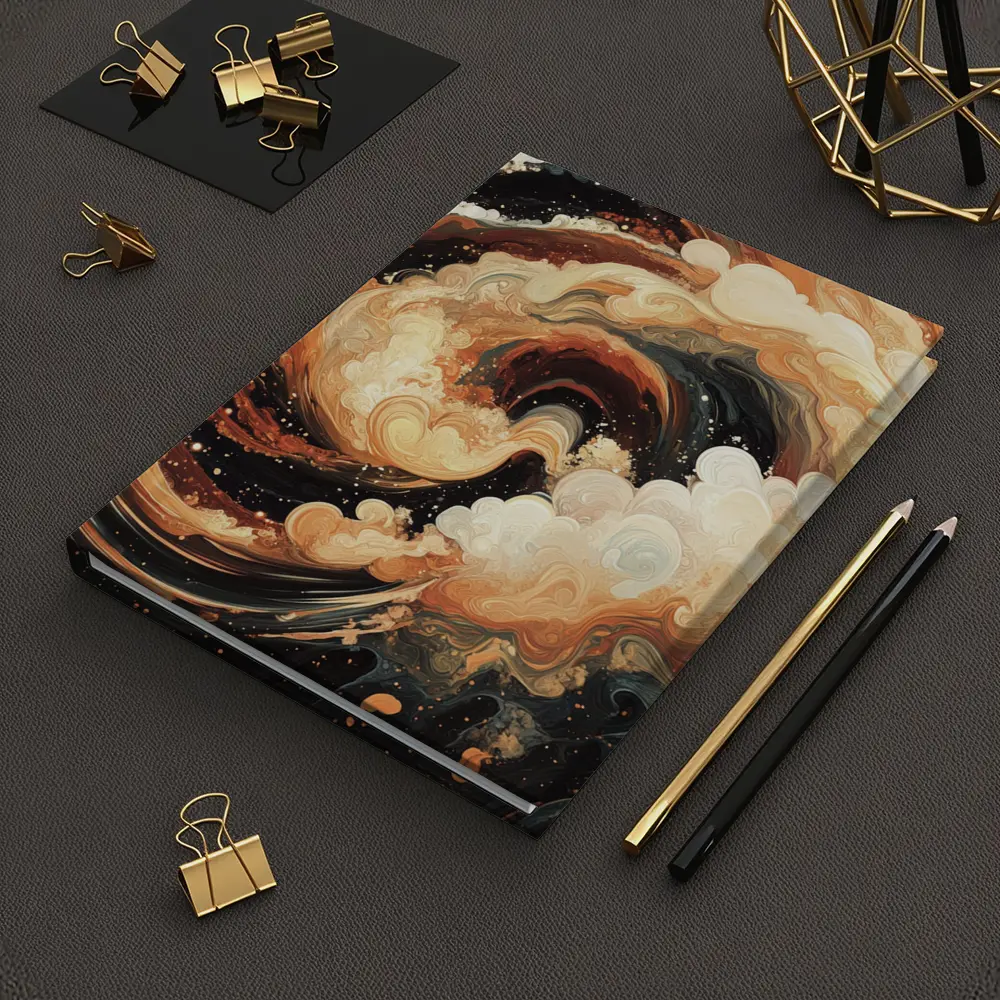 Swirling Abstract Brown Beige Dark Fluid Art – Notebooks