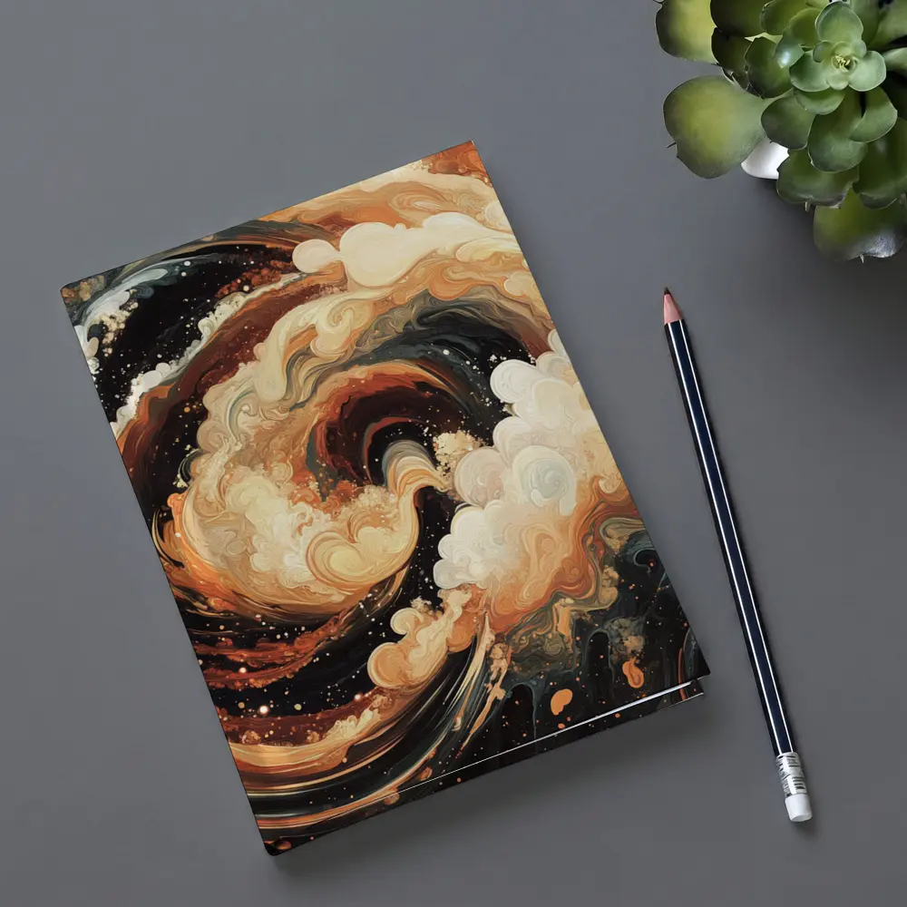 Swirling Abstract Brown Beige Dark Fluid Art – Notebooks