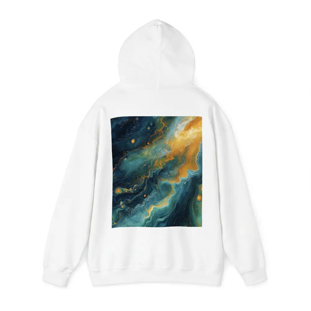 Teal Gold Abstract Marble Fluid Art – Hoodies