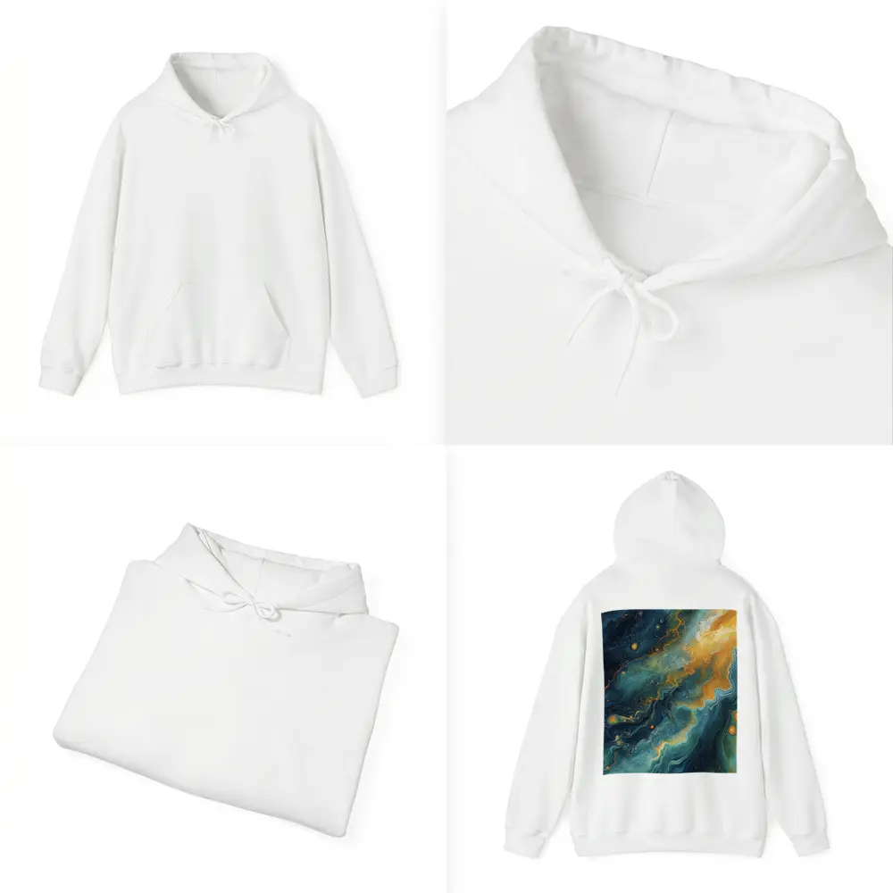 Teal Gold Abstract Marble Fluid Art – Hoodies