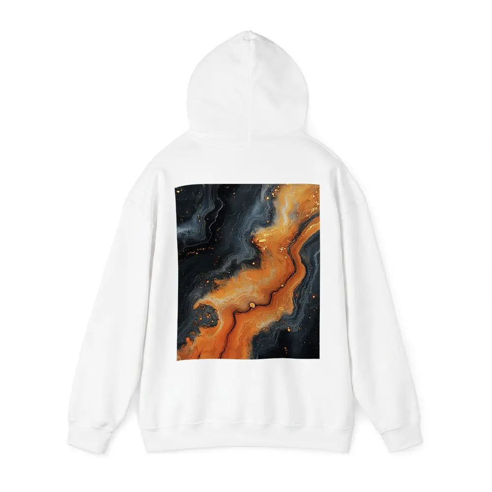 Dark Black Orange Marble Abstract Fluid Art – Hoodies