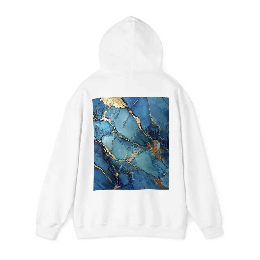 Blue Marble Gold Vein Abstract Art – Hoodies