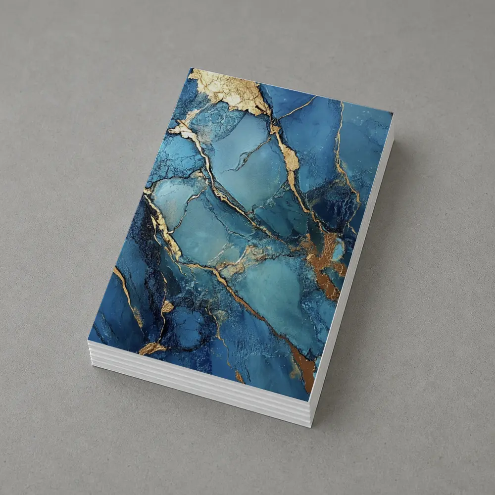 Blue Marble Gold Vein Abstract Art – Postcards