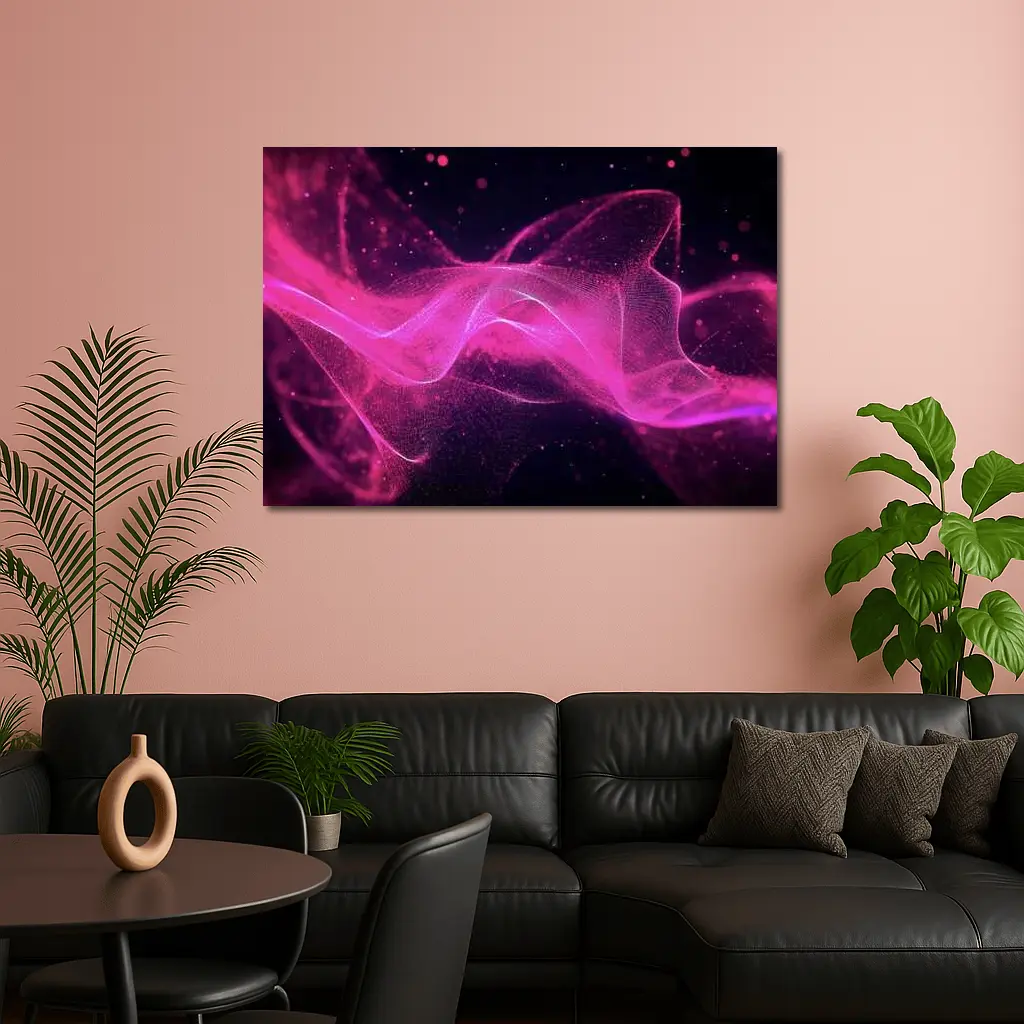 Pink Purple Wave Abstract Dark Background – Wall Art