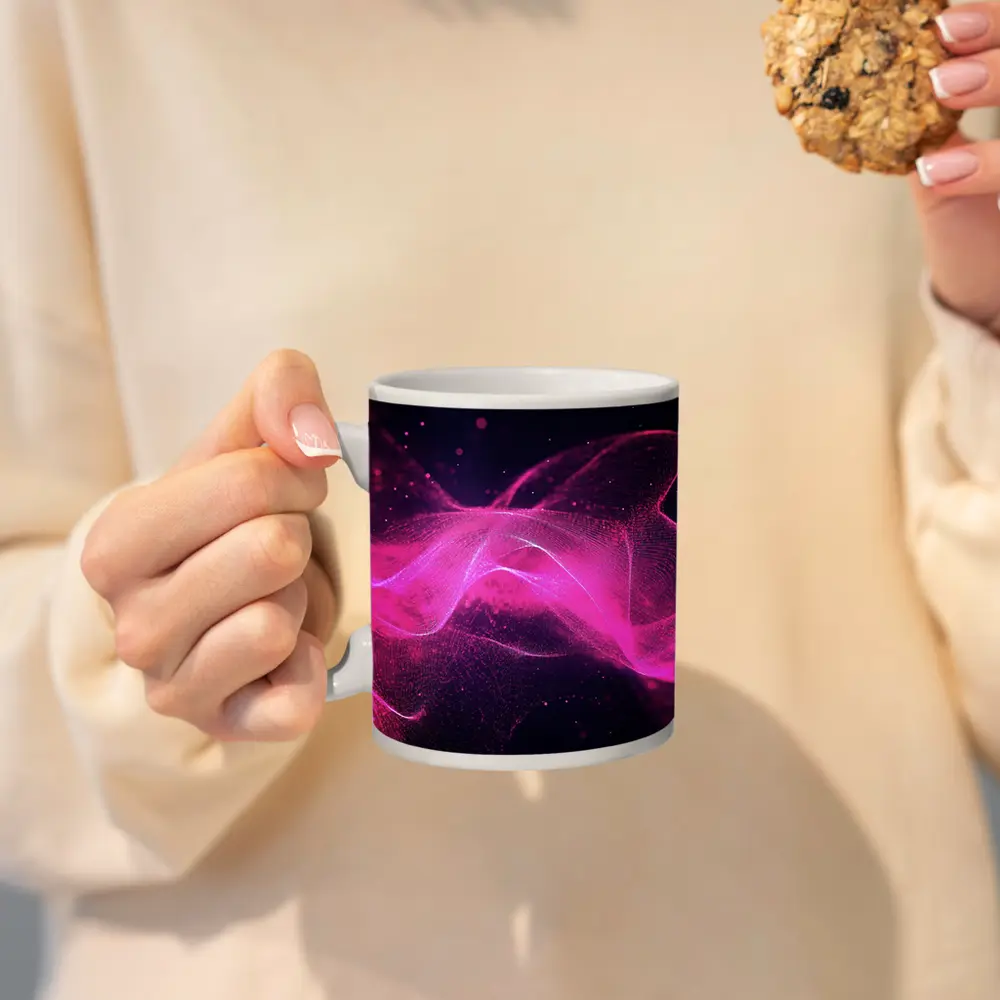 Pink Purple Wave Abstract Dark Background – Mugs