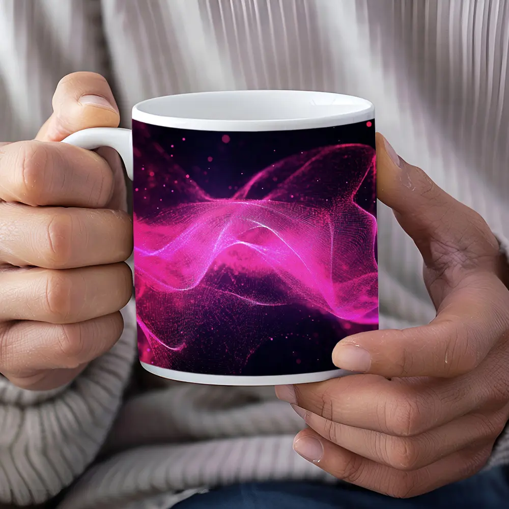 Pink Purple Wave Abstract Dark Background – Mugs
