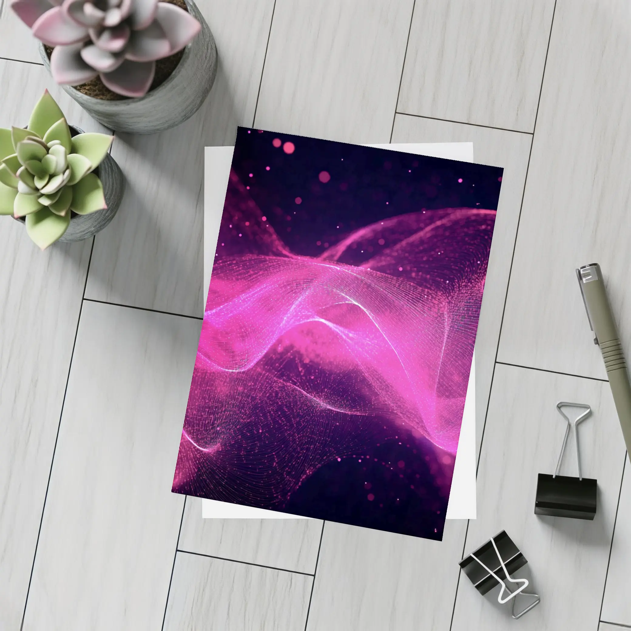 Pink Purple Wave Abstract Dark Background – Postcards