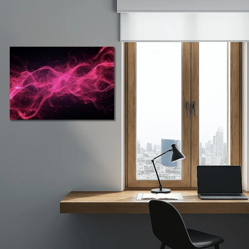 Pink Neon Wave Abstract Dark Background – Wall Art