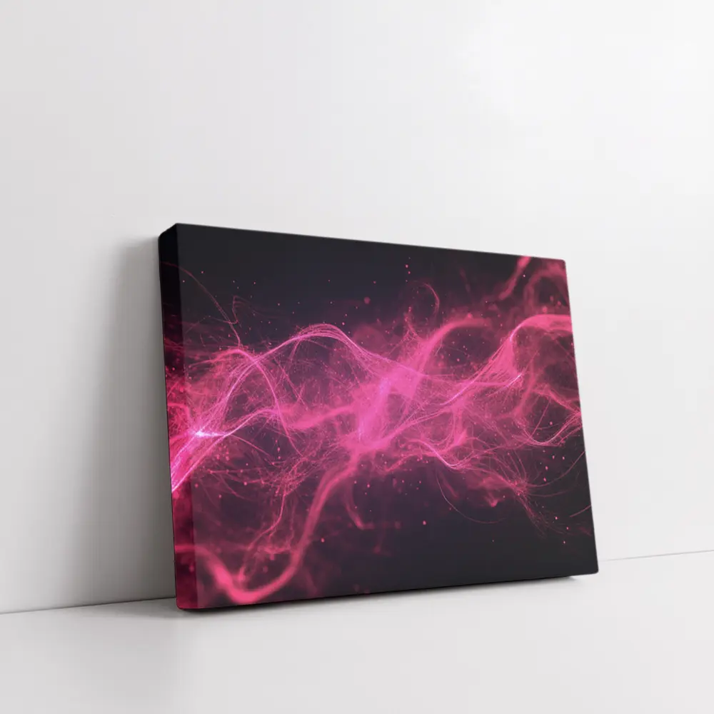 Pink Neon Wave Abstract Dark Background – Wall Art