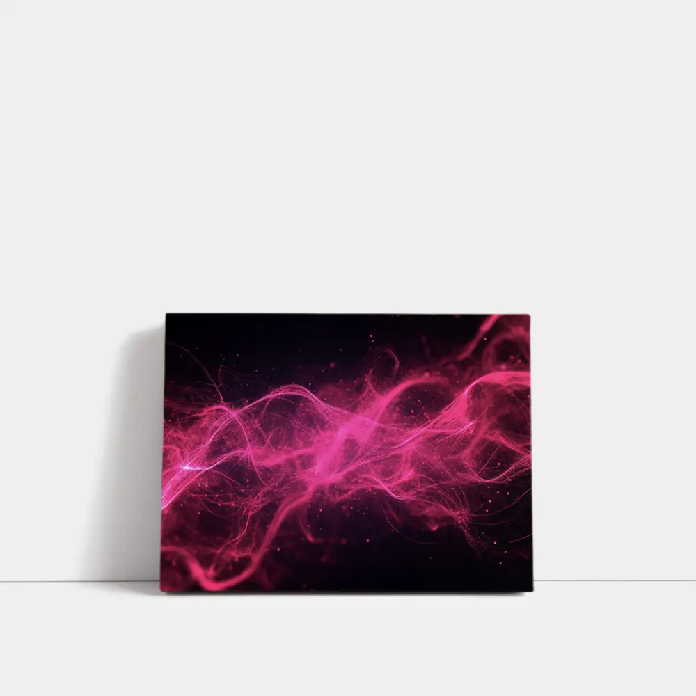 Pink Neon Wave Abstract Dark Background – Wall Art