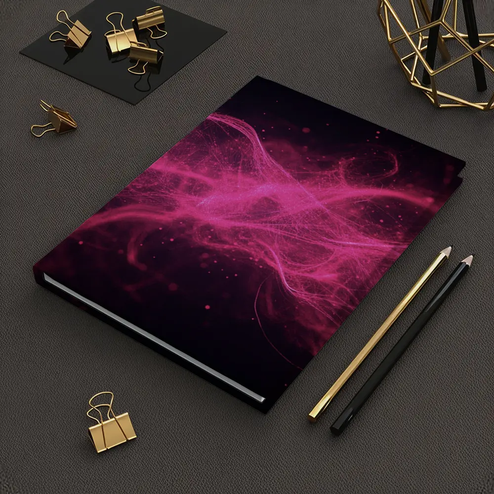 Pink Neon Wave Abstract Dark Background – Notebooks