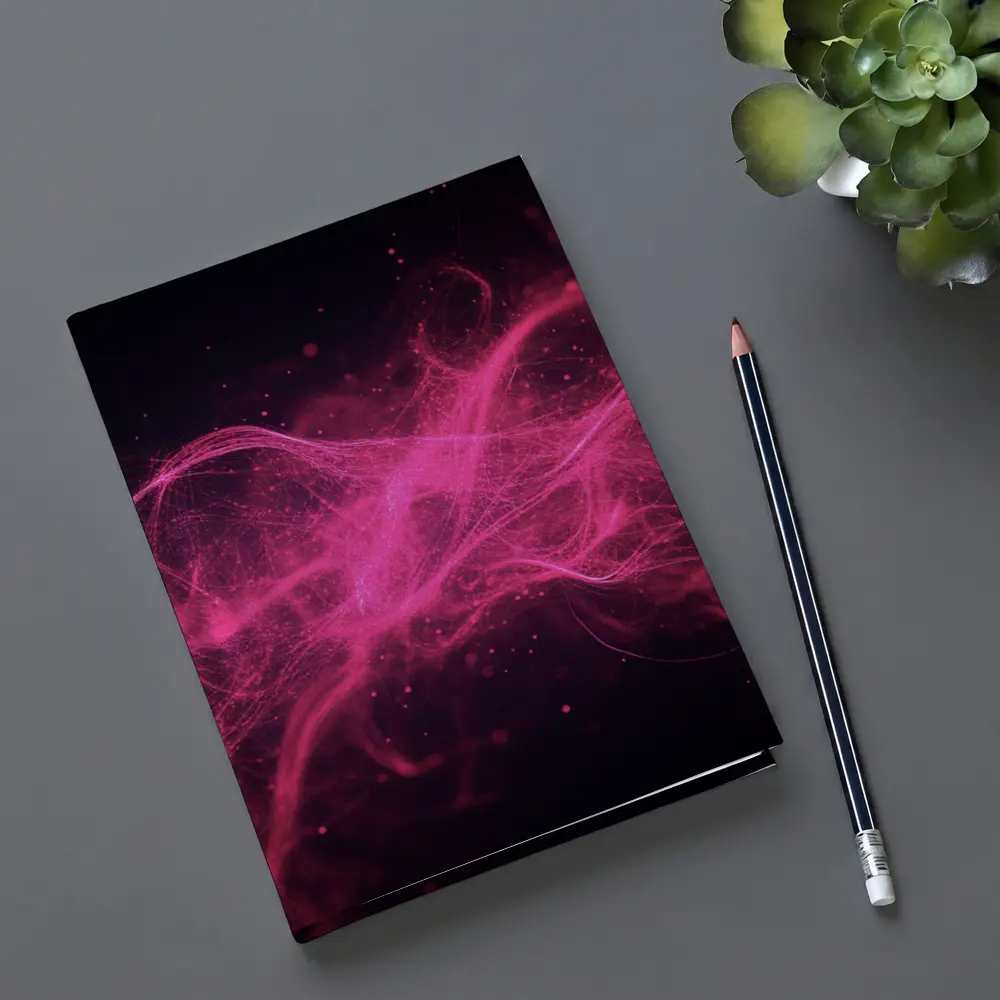 Pink Neon Wave Abstract Dark Background – Notebooks