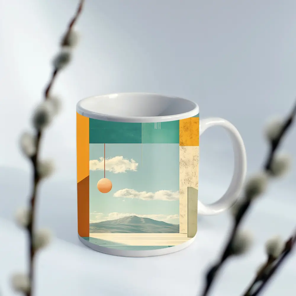 Geometric Collage Abstract Sky Mountain Landscape – Mugs