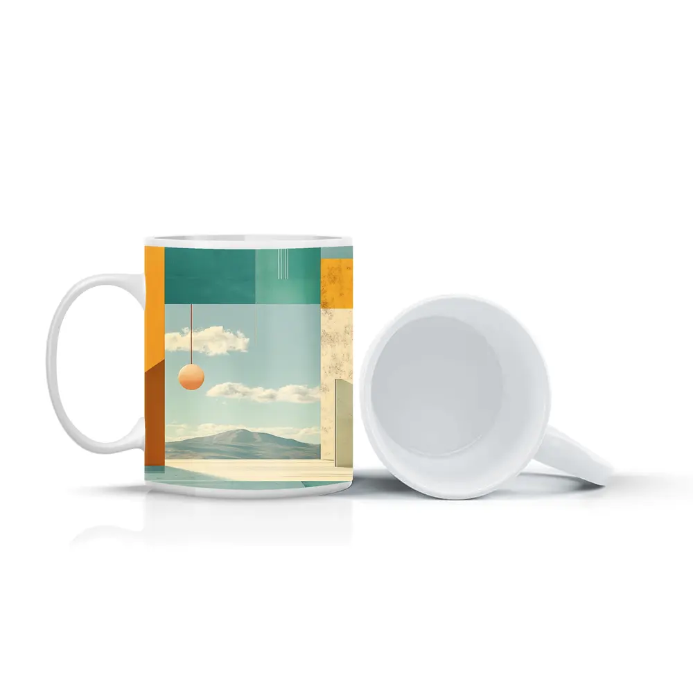 Geometric Collage Abstract Sky Mountain Landscape – Mugs