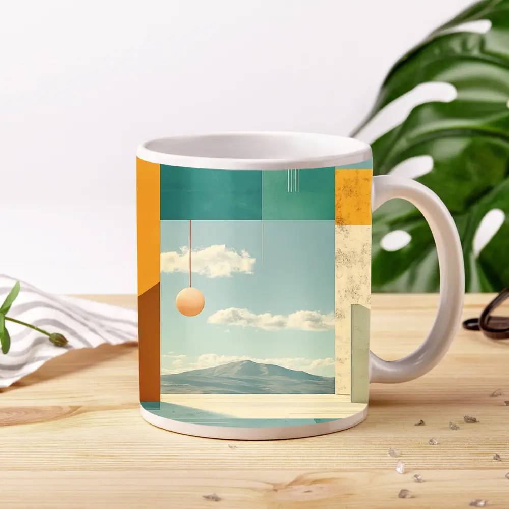 Geometric Collage Abstract Sky Mountain Landscape – Mugs