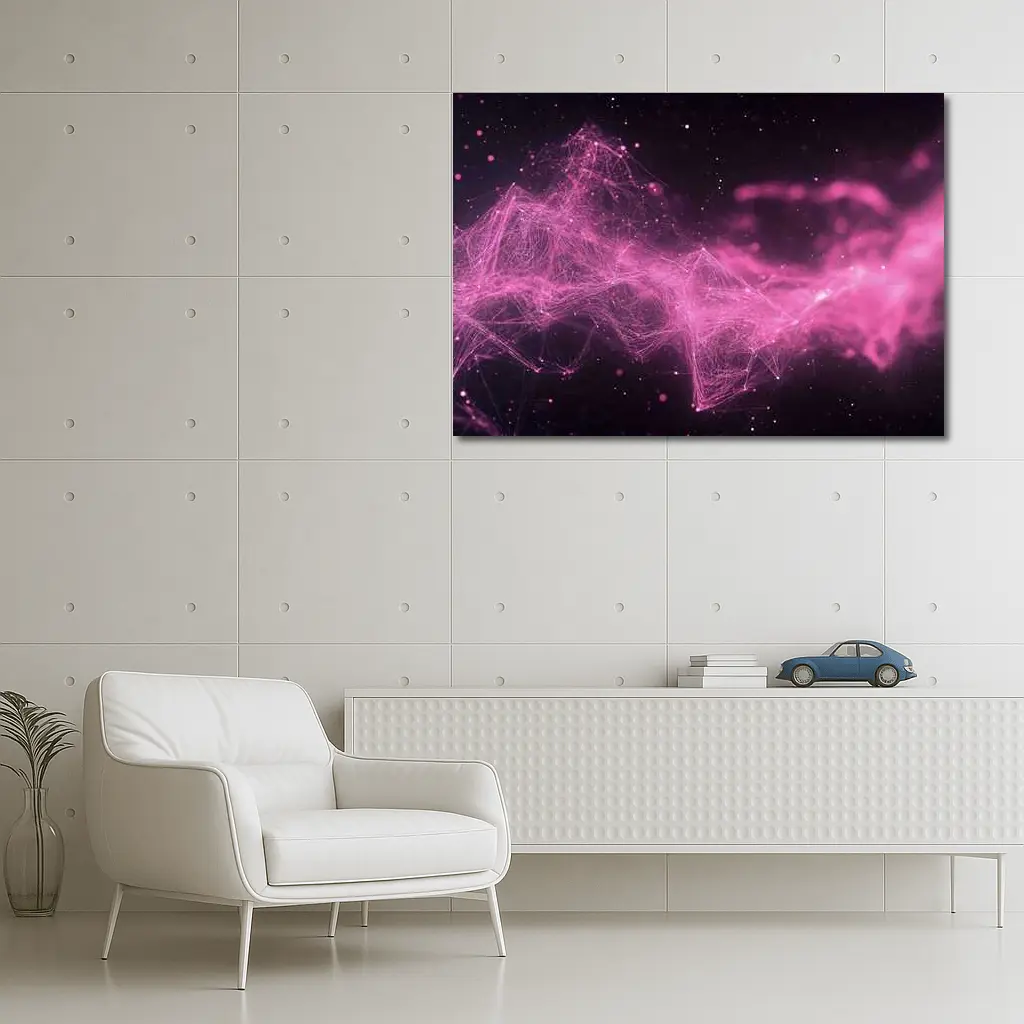 Pink Geometric Network Abstract Dark Space – Wall Art