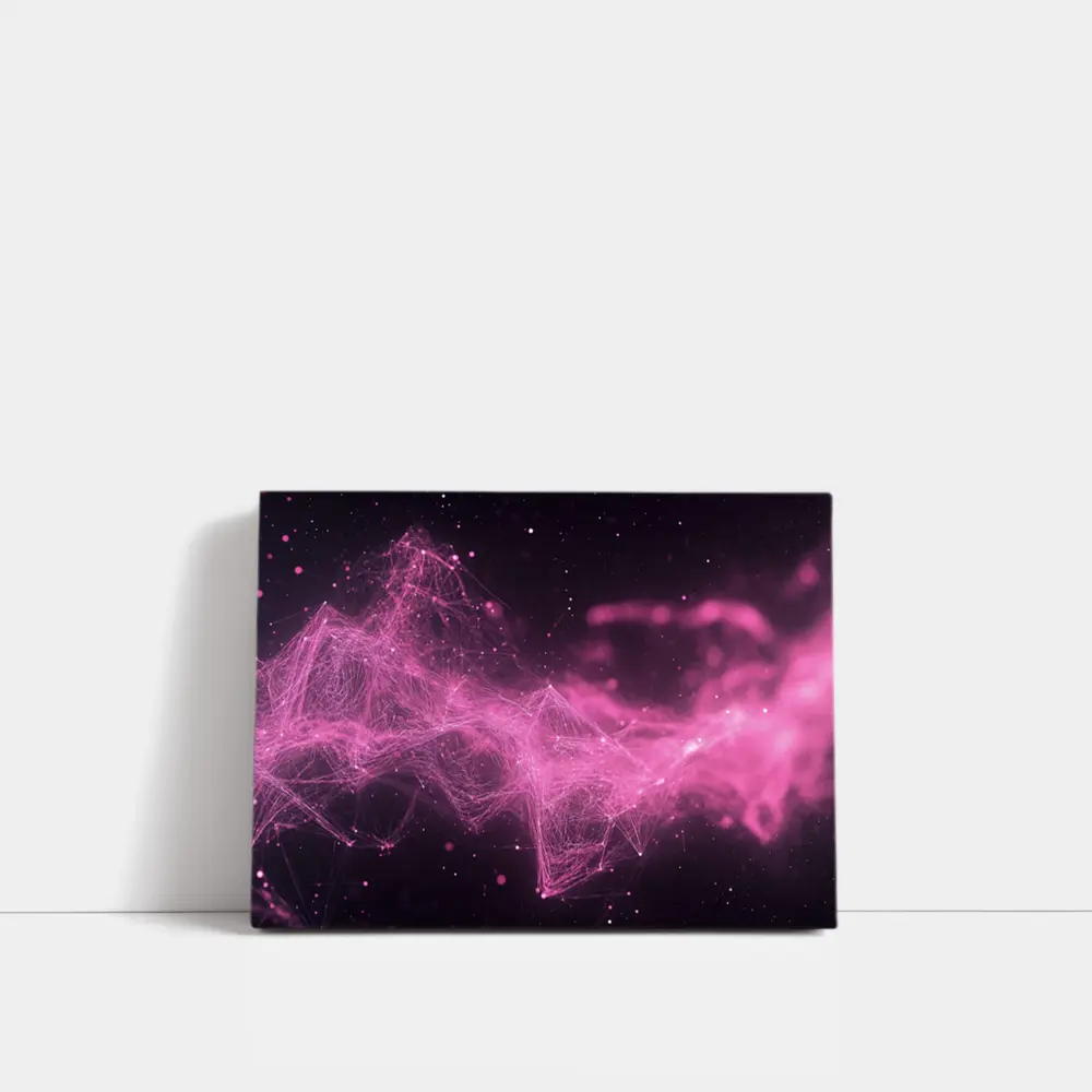 Pink Geometric Network Abstract Dark Space – Wall Art