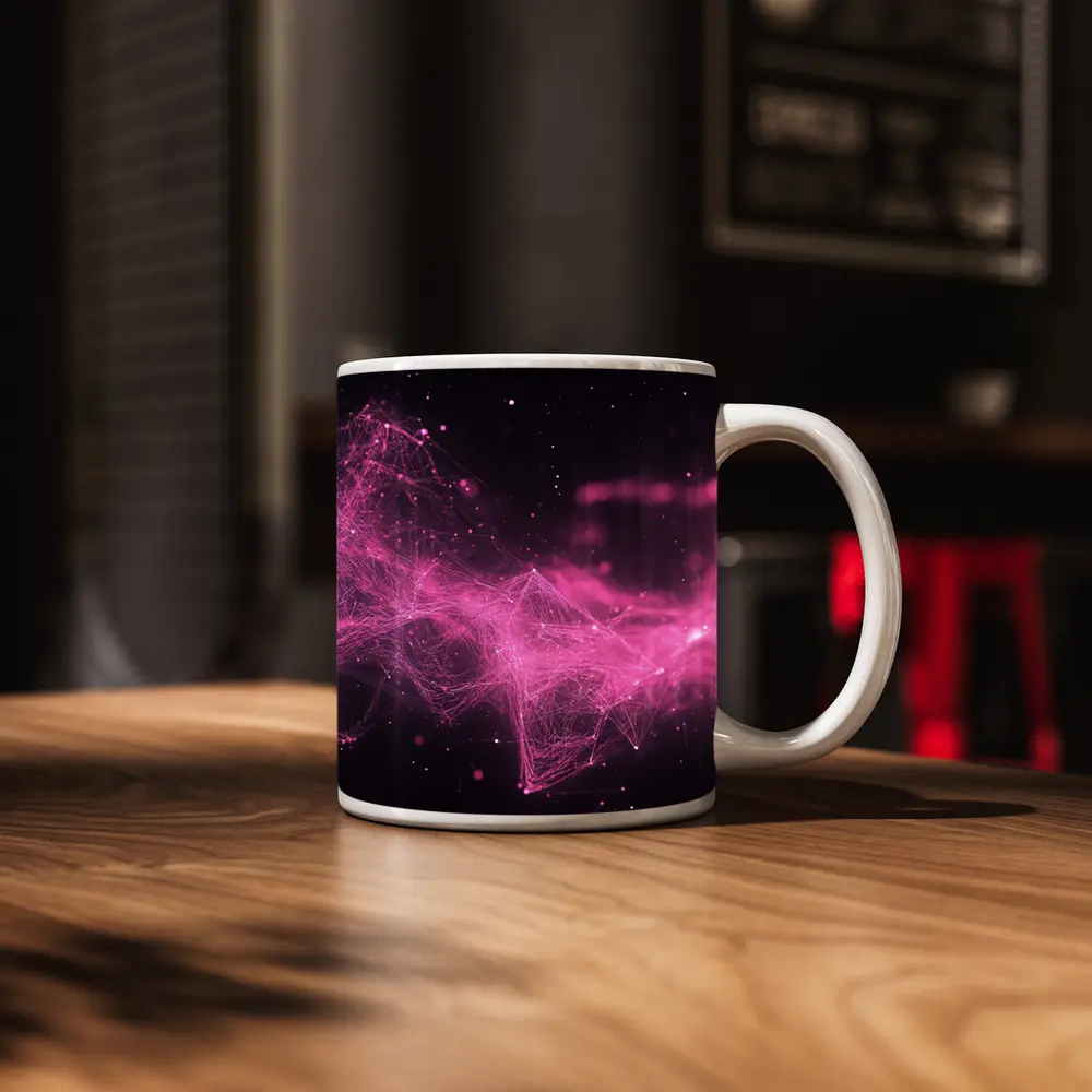 Pink Geometric Network Abstract Dark Space – Mugs