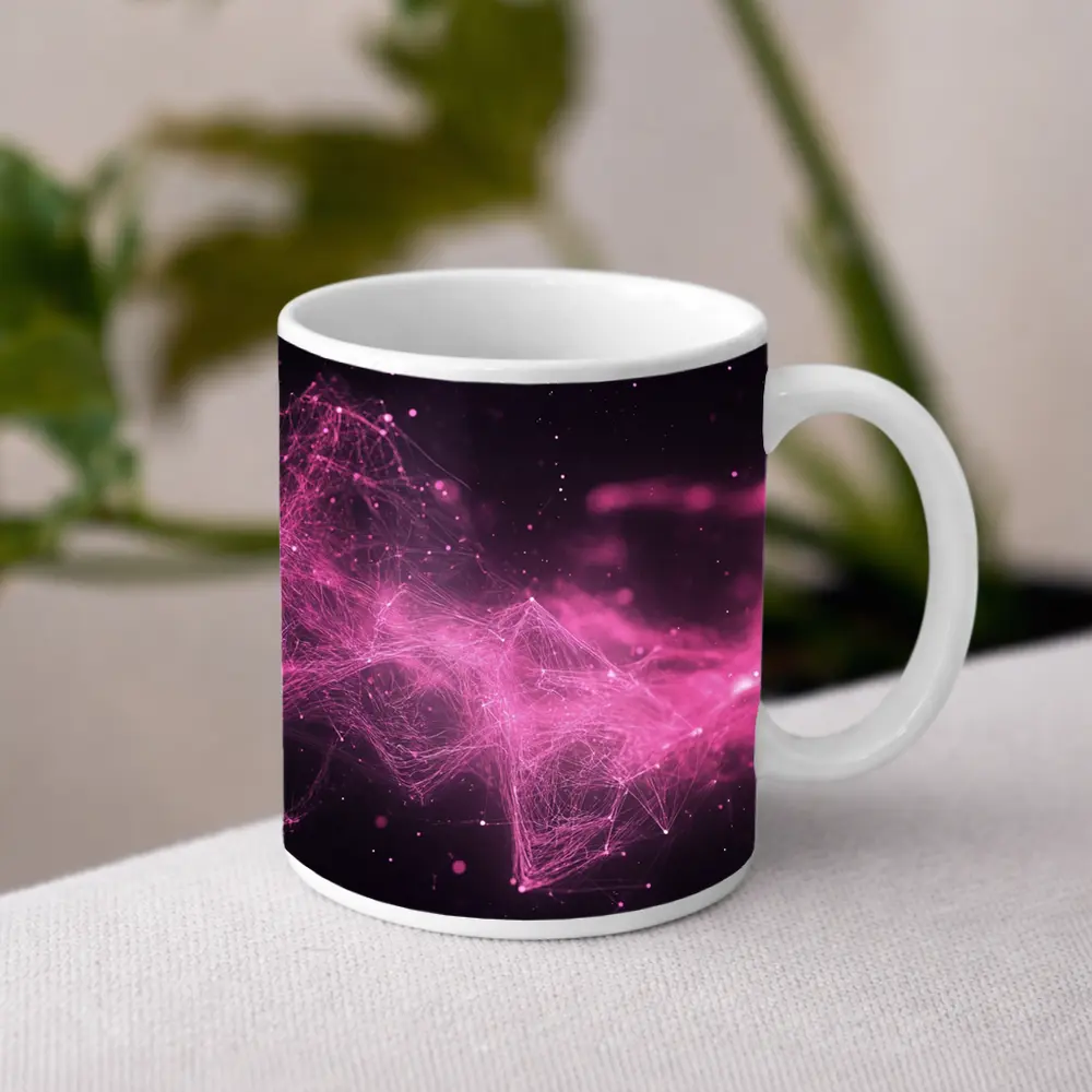 Pink Geometric Network Abstract Dark Space – Mugs