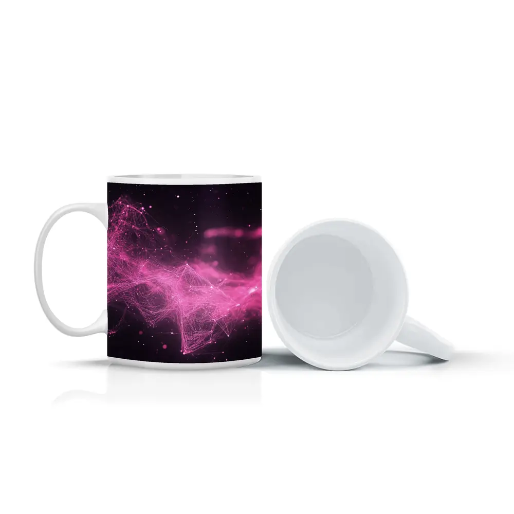 Pink Geometric Network Abstract Dark Space – Mugs