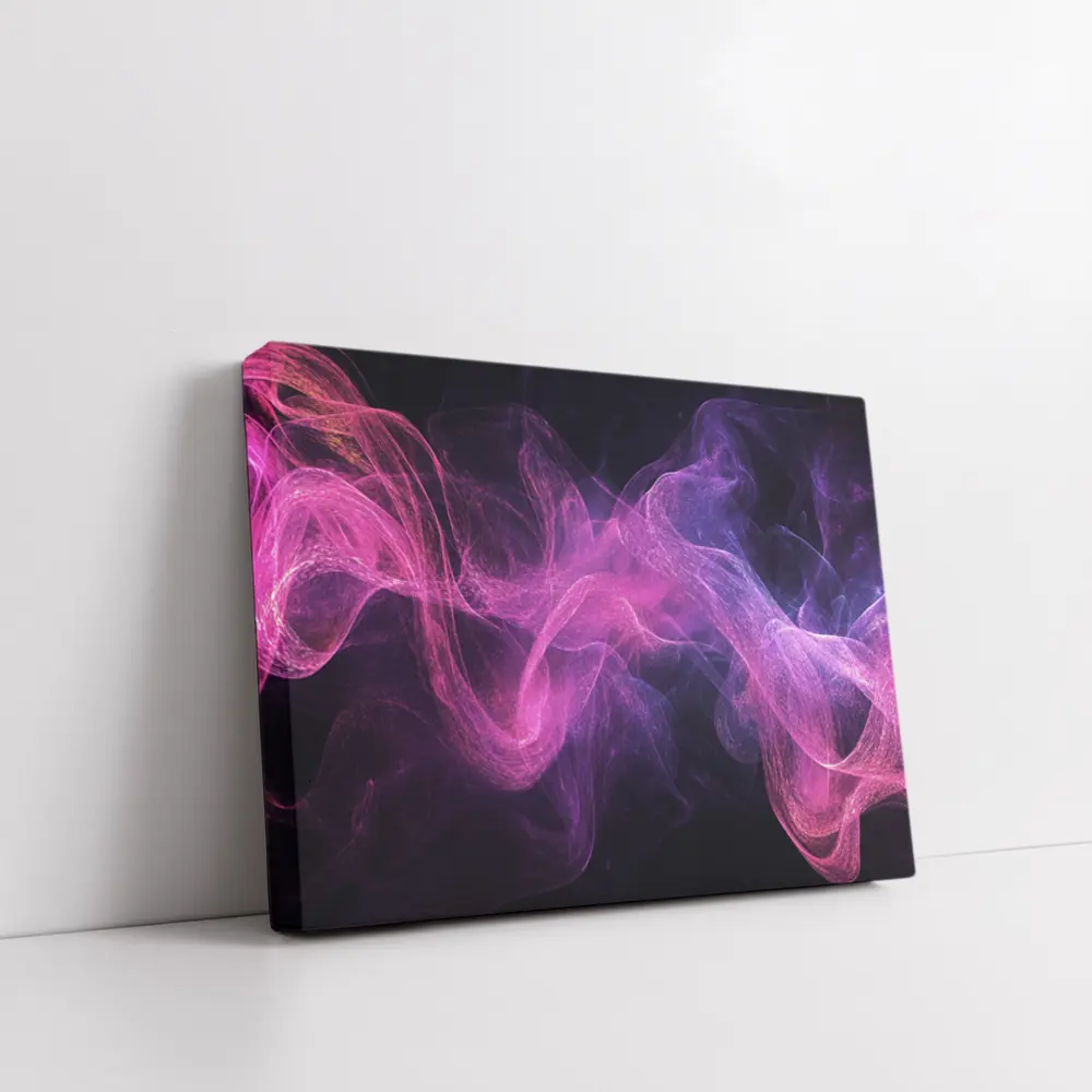 Pink Purple Smoke Waves Black Background – Wall Art