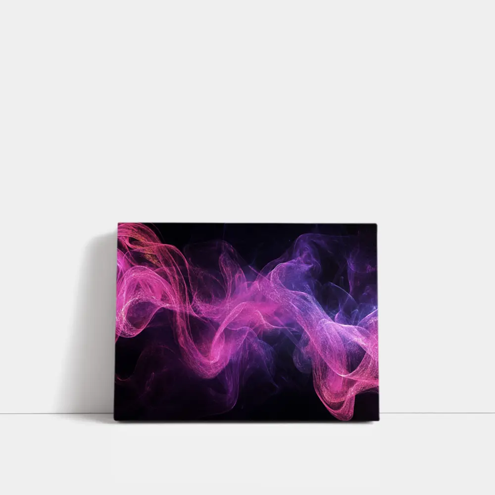 Pink Purple Smoke Waves Black Background – Wall Art