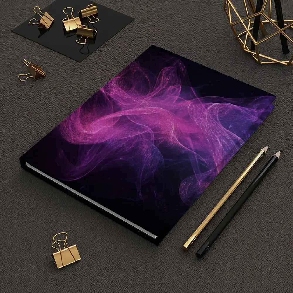 Pink Purple Smoke Waves Black Background – Notebooks
