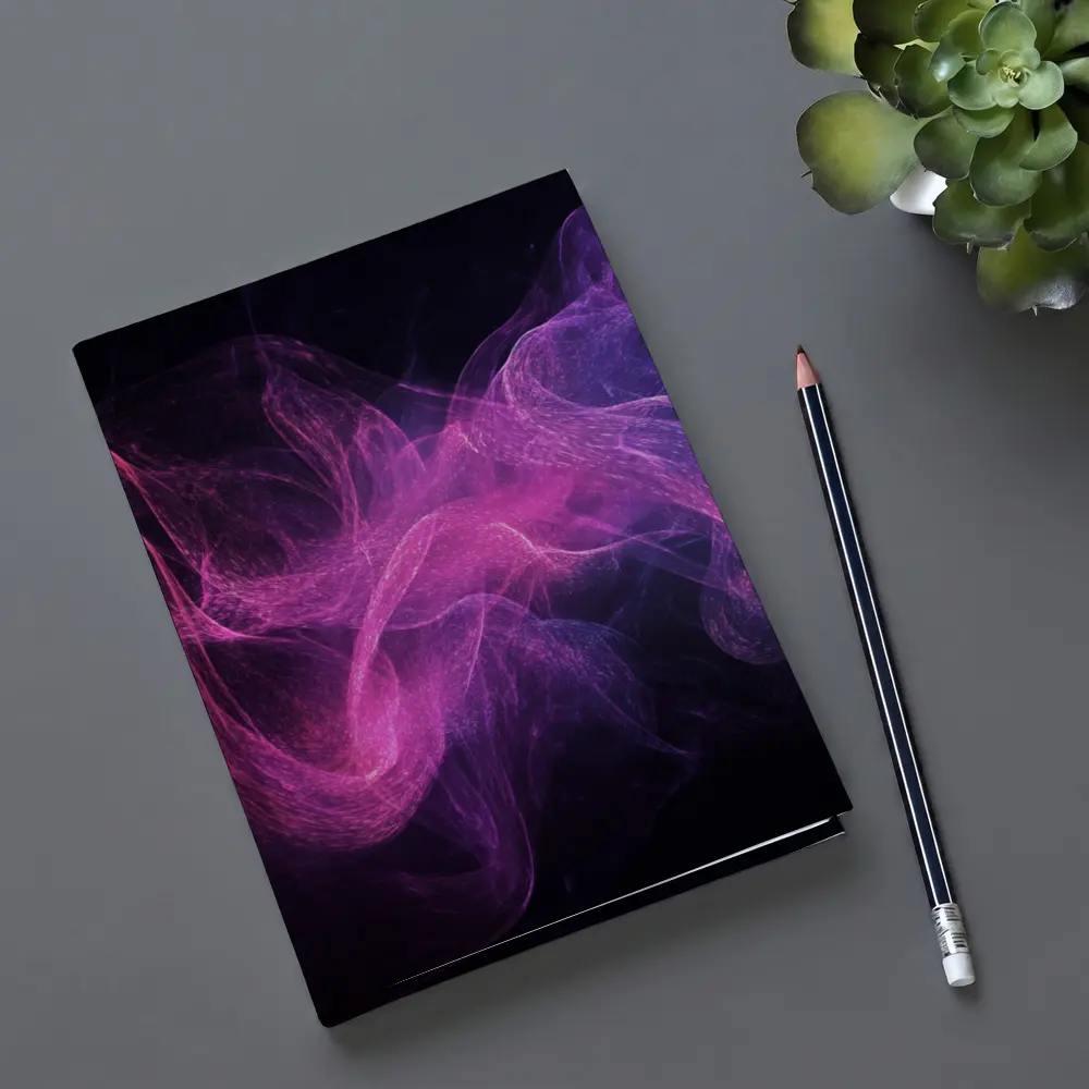 Pink Purple Smoke Waves Black Background – Notebooks