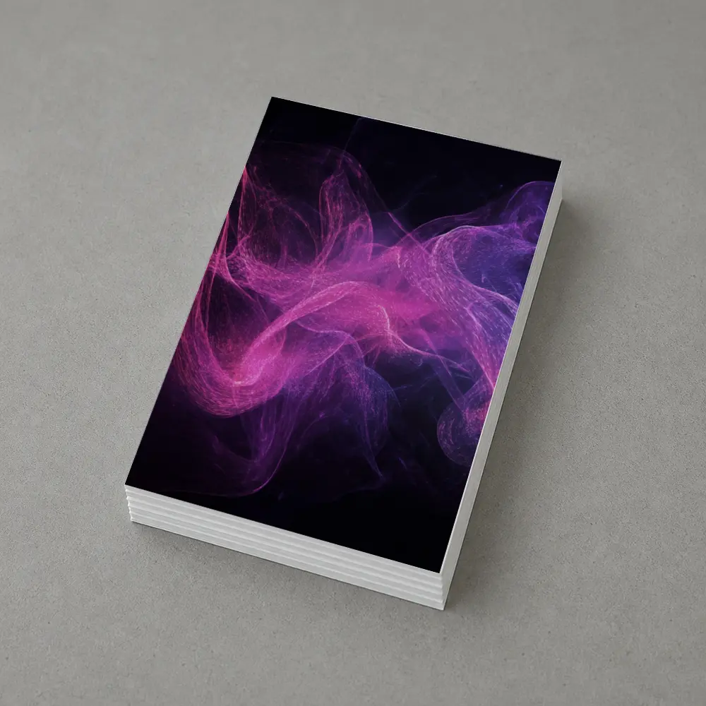 Pink Purple Smoke Waves Black Background – Postcards