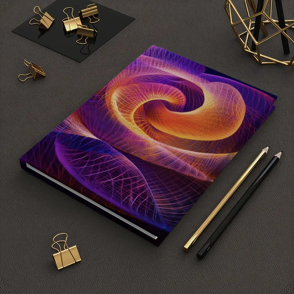 Glowing Wire Mesh Rose Abstract Dark Background – Notebooks