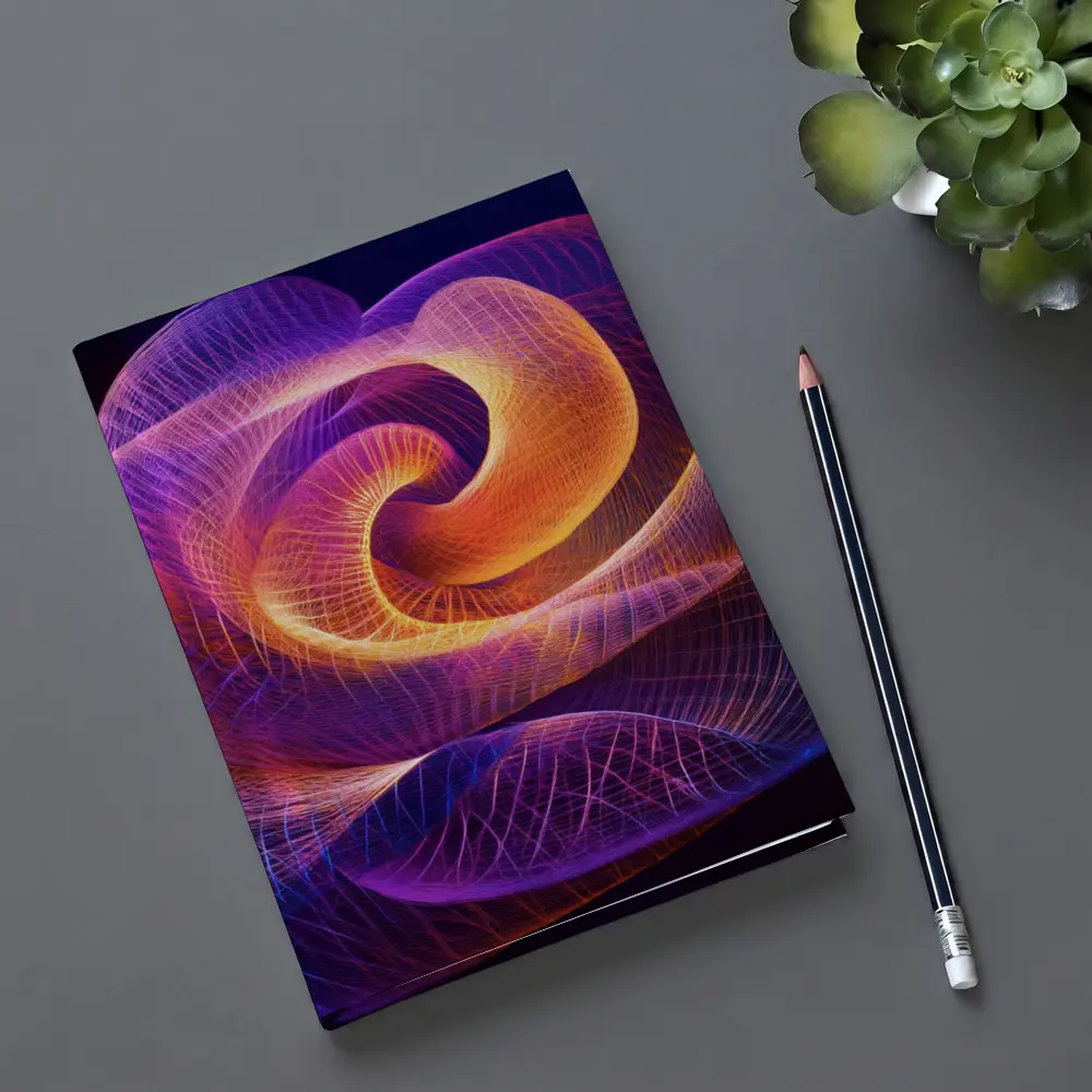 Glowing Wire Mesh Rose Abstract Dark Background – Notebooks