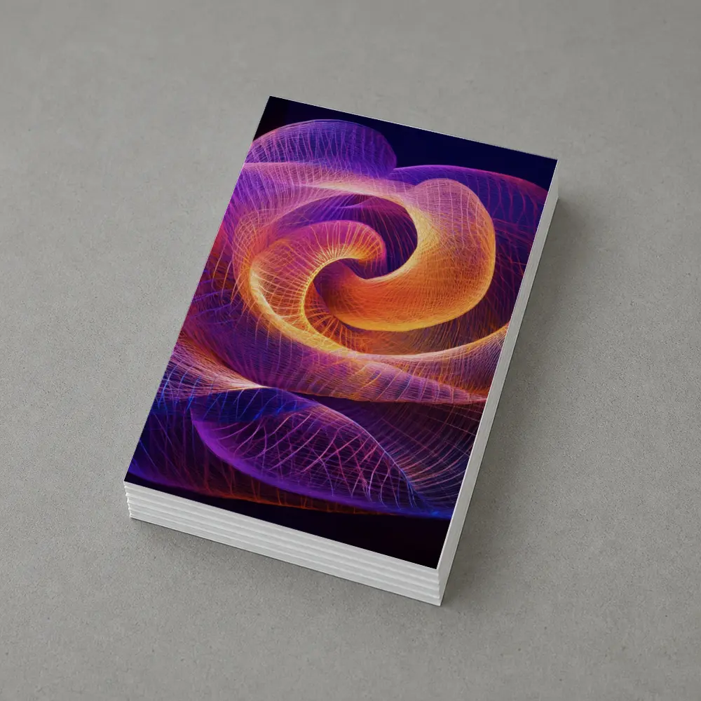 Glowing Wire Mesh Rose Abstract Dark Background – Postcards