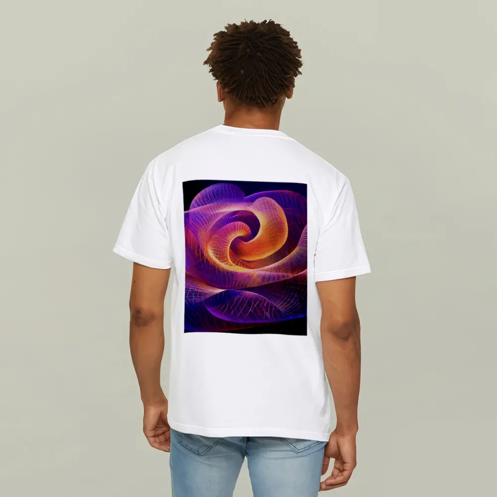 Glowing Wire Mesh Rose Abstract Dark Background – T-Shirts