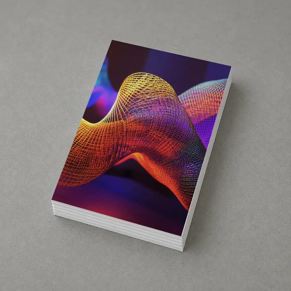 Neon Mesh Wave Sculpture Dark Background – Postcards