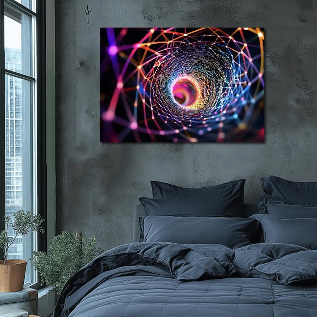Colorful Geometric Tunnel Vortex Abstract Art – Wall Art