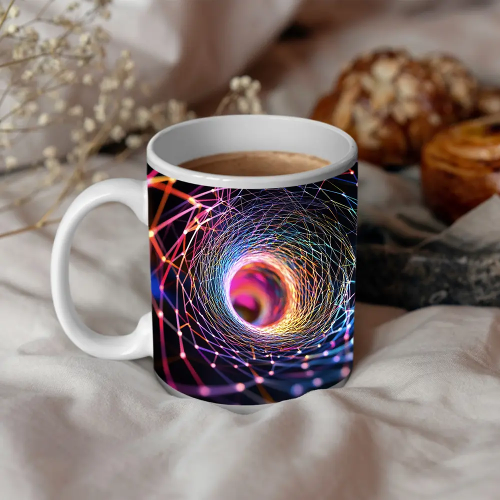 Colorful Geometric Tunnel Vortex Abstract Art – Mugs