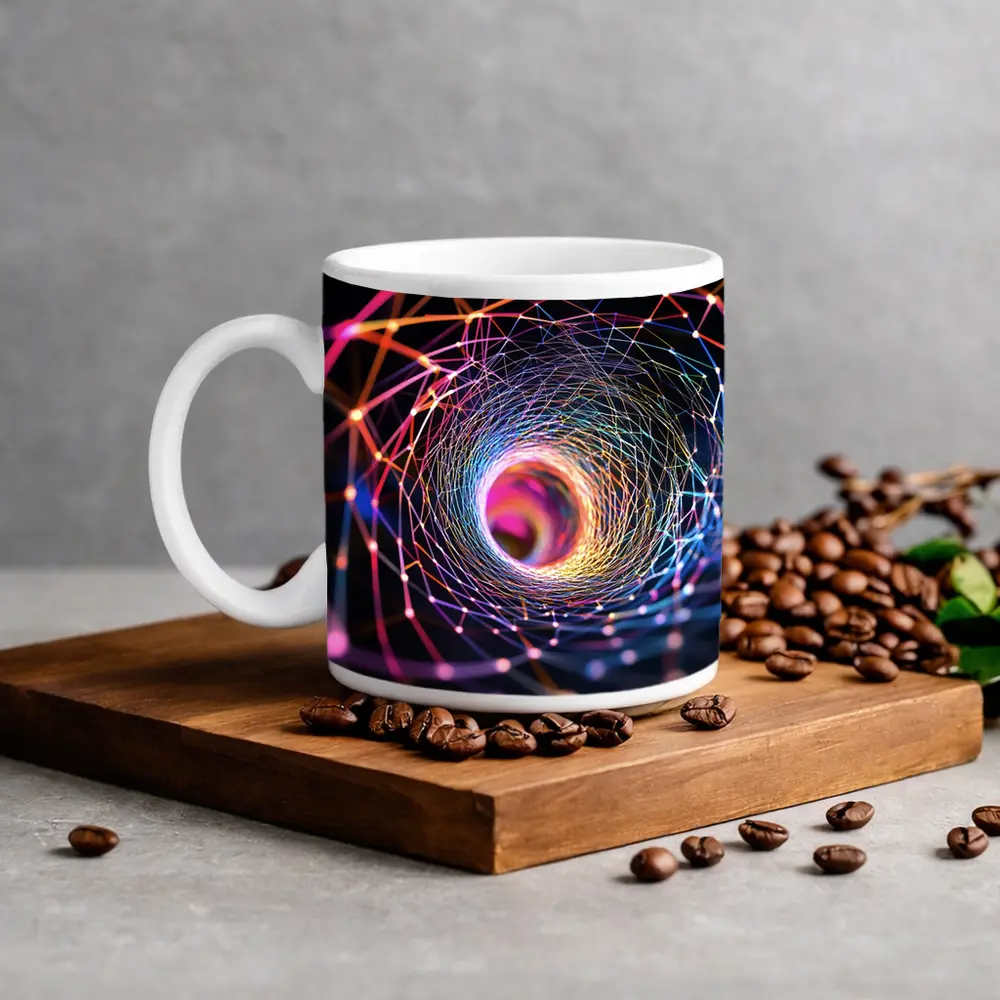 Colorful Geometric Tunnel Vortex Abstract Art – Mugs