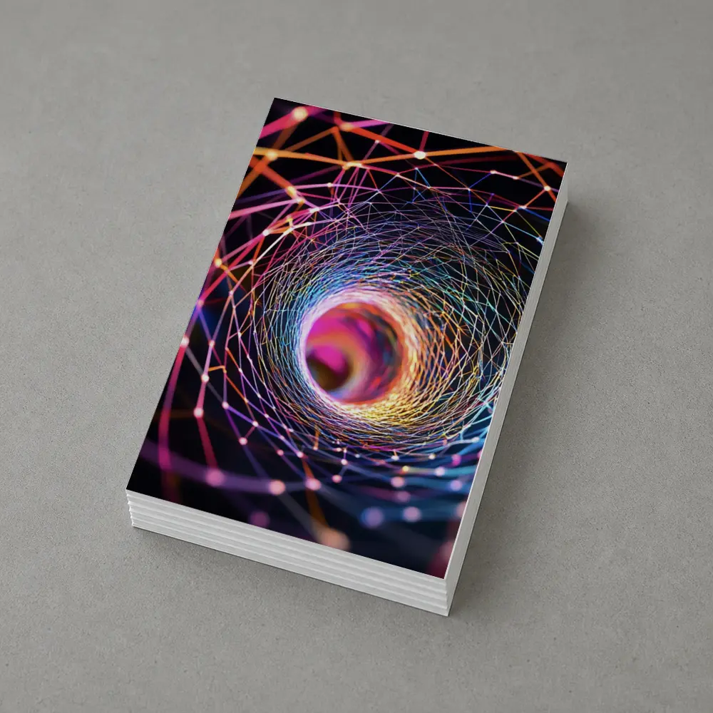 Colorful Geometric Tunnel Vortex Abstract Art – Postcards